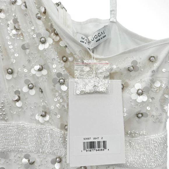 Mac Duggal White One Shoulder Flower Embellished Ruffle Gown NWT $598 Size 2 - Picture 7 of 16